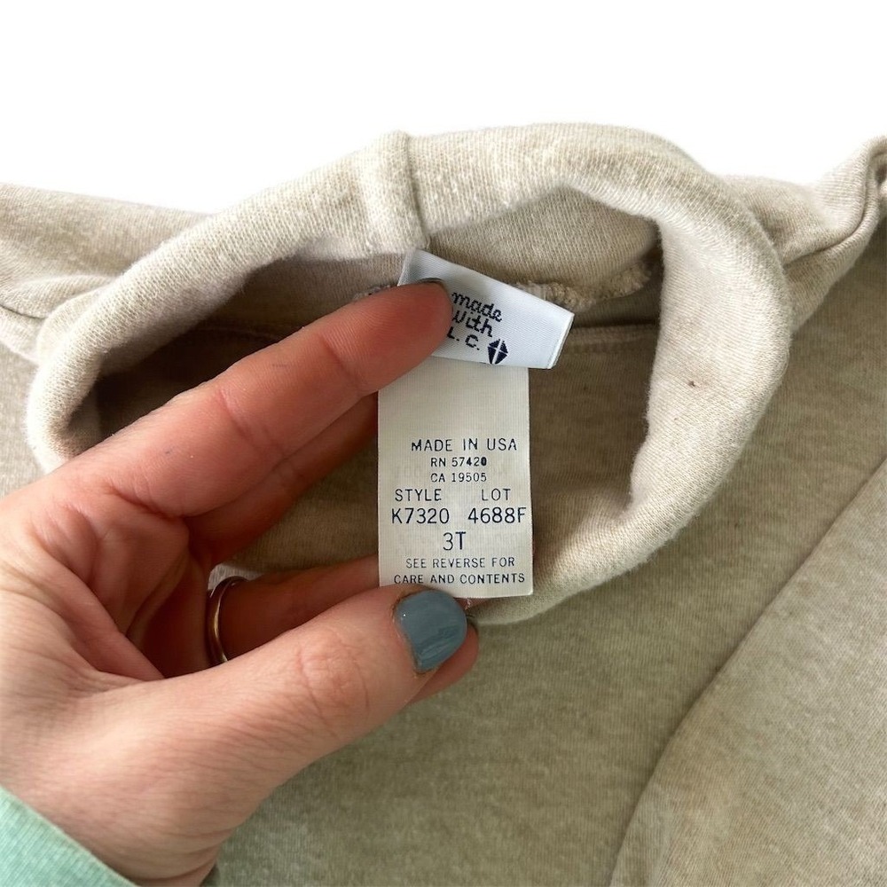 Kitestrings Turtleneck Sweater Toddler 3T Oatmeal Beige Vintage Bear K7320 USA - Picture 4 of 7